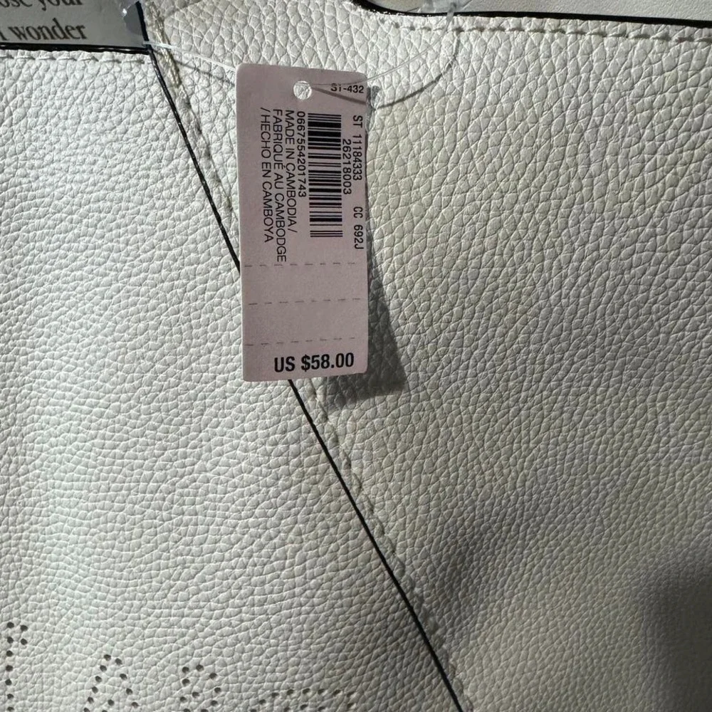 White Victoria's Secret faux leather tote bag‎ with silver accents NWT